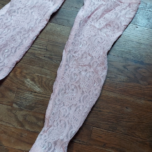 Elegant Pink Lace Over-the-Knee Heels - Picture 6 of 15